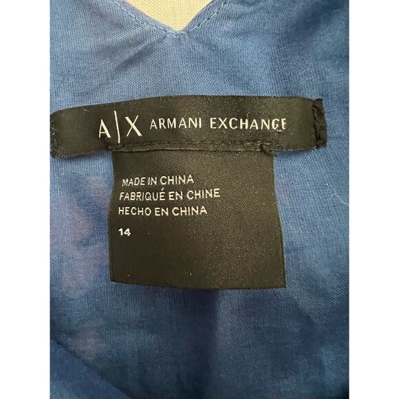 Armani Exchange Multicolor Art Sleeveless V-Neck Lined Stretch MIDI Dress Sz 14 - Picture 9 of 10